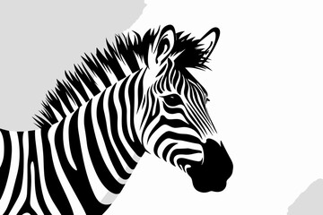 Fototapeta na wymiar Hand-drawn cartoon Zebra flat art Illustrations in minimalist vector style