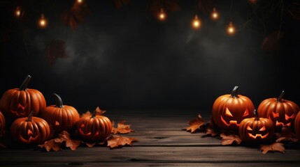 Black Halloween background. Illustration AI Generative.