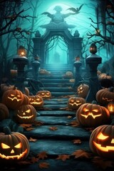 Halloween background. Illustration AI Generative.