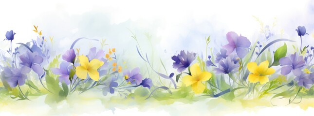 Watercolor floral background. Illustration AI Generative.