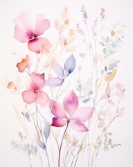 Watercolor floral background. Illustration AI Generative.