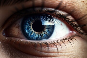 Naklejka premium Closeup photo of eye. Illustration AI Generative.