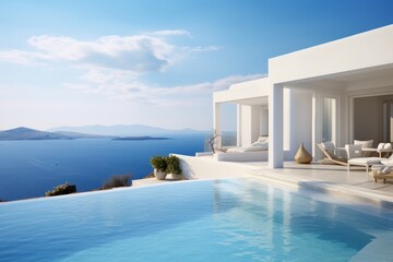 Obraz na płótnie Canvas Luxury villa with pool. Illustration AI Generative