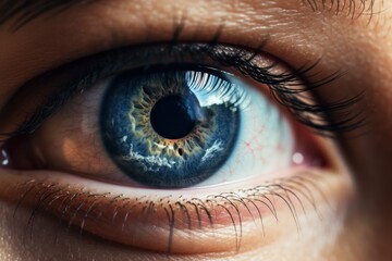 Closeup photo of eye. Illustration AI Generative.