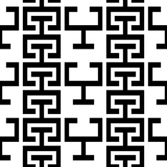 Seamless surface pattern design with Chaine Femme tiles ornament. Oriental traditional ornamentation with repeated sign shapes. Ancient mosaic wallpaper. Grid motif. Digital paper. Vector art image.