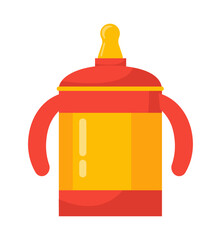 Baby bottle with water sticker concept