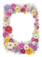 Obraz premium Decorative Flowers Floral Border Decorative Frame Vintage Plants Generative AI Beautifully Arranged Flower Bouquet Various Colors 
