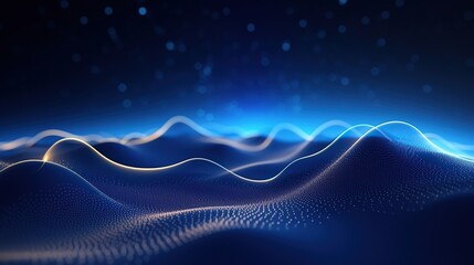 Dot blue wave light screen gradient texture background abstract technology big data digital background 3d rendering AI, Generative AI, Gene