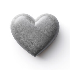 A heart shaped stone on a white surface. Generative AI.