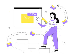 Woman with email capture line concept