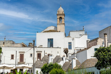 Alberobello Trulli, Puglia, Italy. General view of traditional and touristic Trulli houses. 