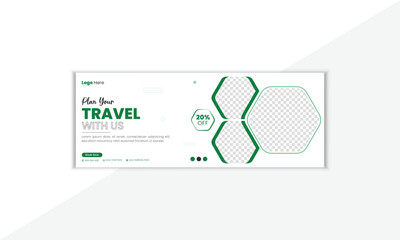 Travel Facebook Cover Design Template With Geometric Shape And Colorful Background