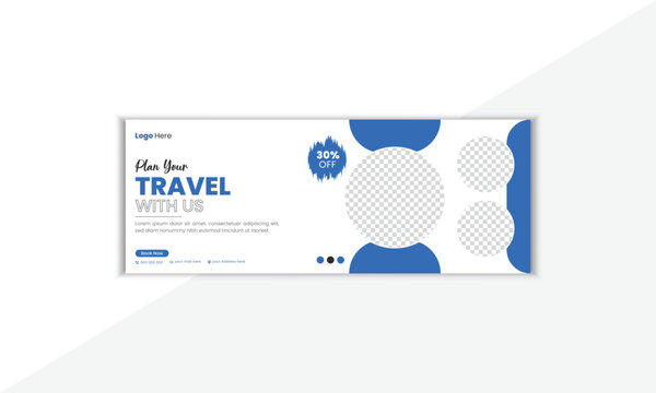 Travel Facebook Cover Design Template With Geometric Shape And Colorful Background