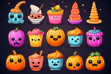 halloween candy stickers. ai generative