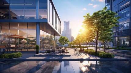 Fototapeta premium Close-up of modern office buildings,shanghai AI, Generative AI, Generative