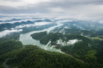 Foggy mountains in Tennessee. Little Sycamore, Tennessee mountains.  - 620328321