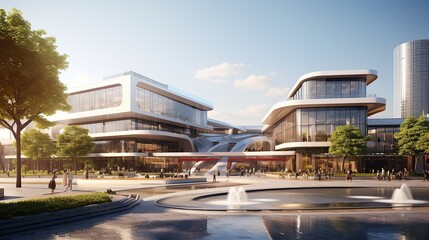 Close-up of modern office buildings,shanghai AI, Generative AI, Generative