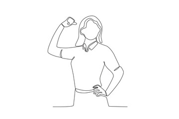 A businesswoman makes a strong pose. Businesswoman one-line drawing