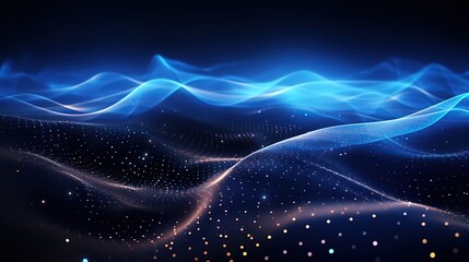 Fototapeta premium Dot blue wave light screen gradient texture background abstract technology big data digital background 3d rendering AI, Generative AI, Gene