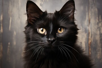 Black cat as a symbol of superstition among different peoples of the world. AI generated, human enhanced