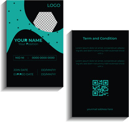ID Card Design Template. Black and Green color.