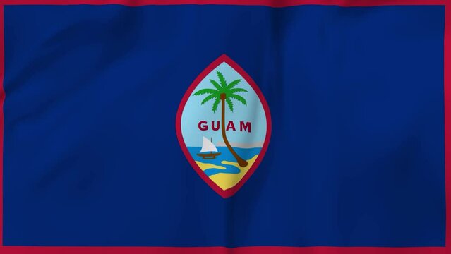 Arising map of Guam island in USA and waving flag of Guam in background. 4k resolution video.