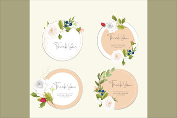 Fototapeta na wymiar beautiful hand drawn flower and leaves label collection