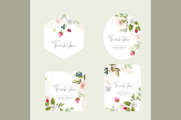beautiful hand drawn flower and leaves label collection