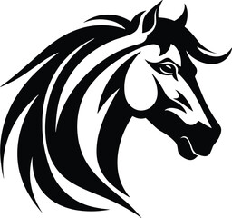Fototapeta na wymiar Horse head black and white vector, mascot, logo isolated on white background