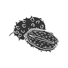 Kiwano Fruit Icon Silhouette Illustration. Tropical Food Vector Graphic Pictogram Symbol Clip Art. Doodle Sketch Black Sign.