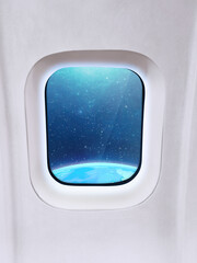 spaceship window view of earth and stars © pornchai