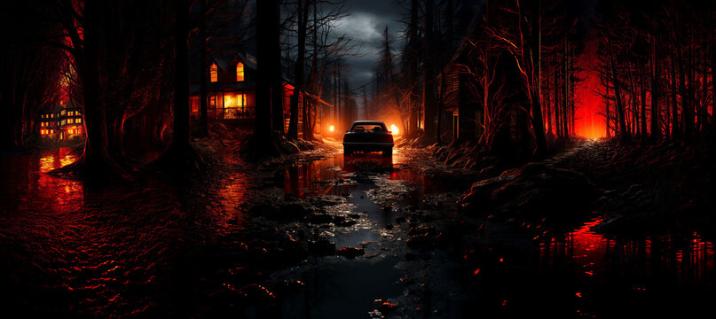 In a dark night forest