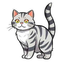 Obraz premium Whiskers and Cuteness: European Shorthair Cat in Charming Illustration