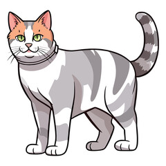 Obraz premium Whiskers and Cuteness: European Shorthair Cat in Charming Illustration