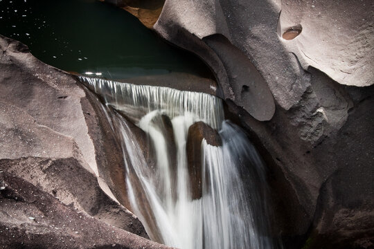 The Small waterfalls that can be found in Vale da lua or Valley of the Moon in Chapada dos Veadeiros,  Alto Paraiso de Goias, Brazil