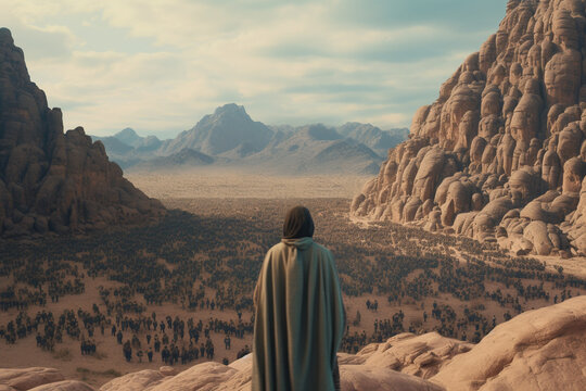 Moses leads the Jews through the desert, Moses led his people to the Promised Land through the Sinai desert. Religion Bible, History. Escape.