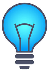 Blue light bulb icon. Electric lamp logo