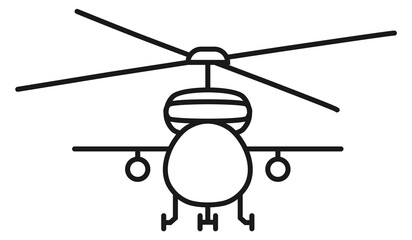 Military copter line icon. Rotor aircraft front view