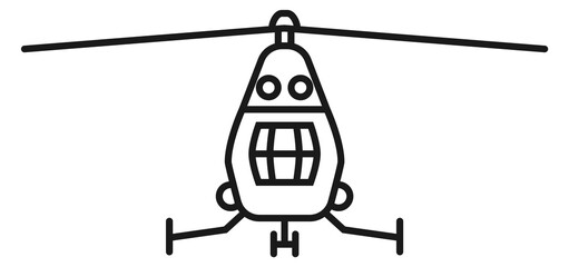 Helicopter flight front view. Air transport line icon