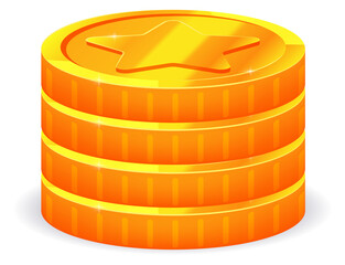 Coin stack. Wealth symbol. Cartoon golden icon