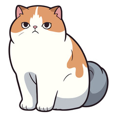 Obraz premium Artistic Paws: Captivating 2D Illustration of an Exotic Shorthair Cat