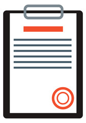 Document on clipboard color icon. Office paper