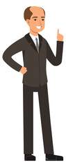Businessman pointing finger. Cartoon office manager character