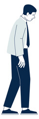 Sad businessman walking. Work failure. Unhappy employee