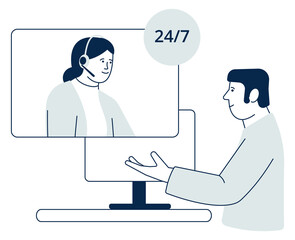 Customer support icon. Online consulting video call