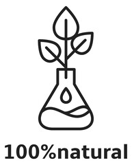 100 percent natural icon. Organic healthy product label