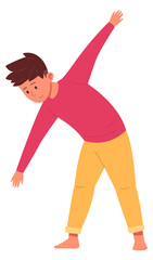 Kid gymnastics exercise. Healthy boy active routine