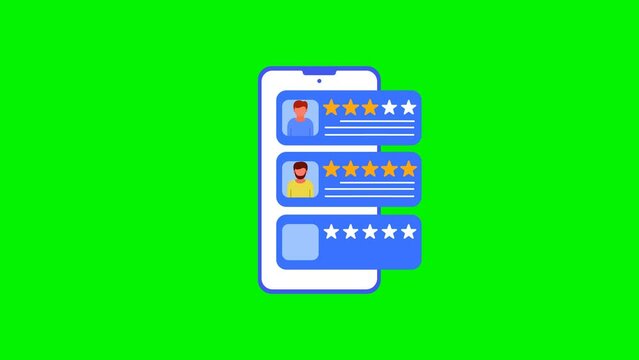 Animated customer satisfaction feedback. Rating from customer by giving stars and product review.