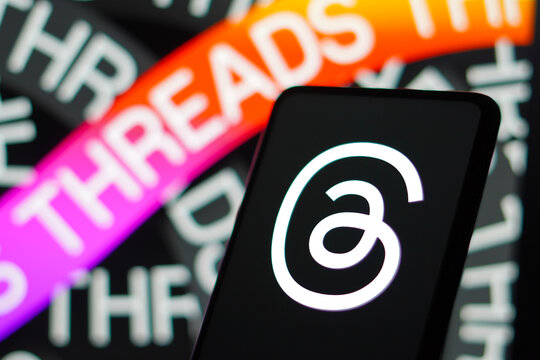 July 5, 2023, Brazil. In this photo illustration, the Threads logo is displayed on a smartphone screen. Threads is the new social network and messaging app from Meta Platforms.
