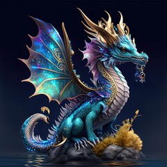Obraz premium chinese dragon statue on the roof